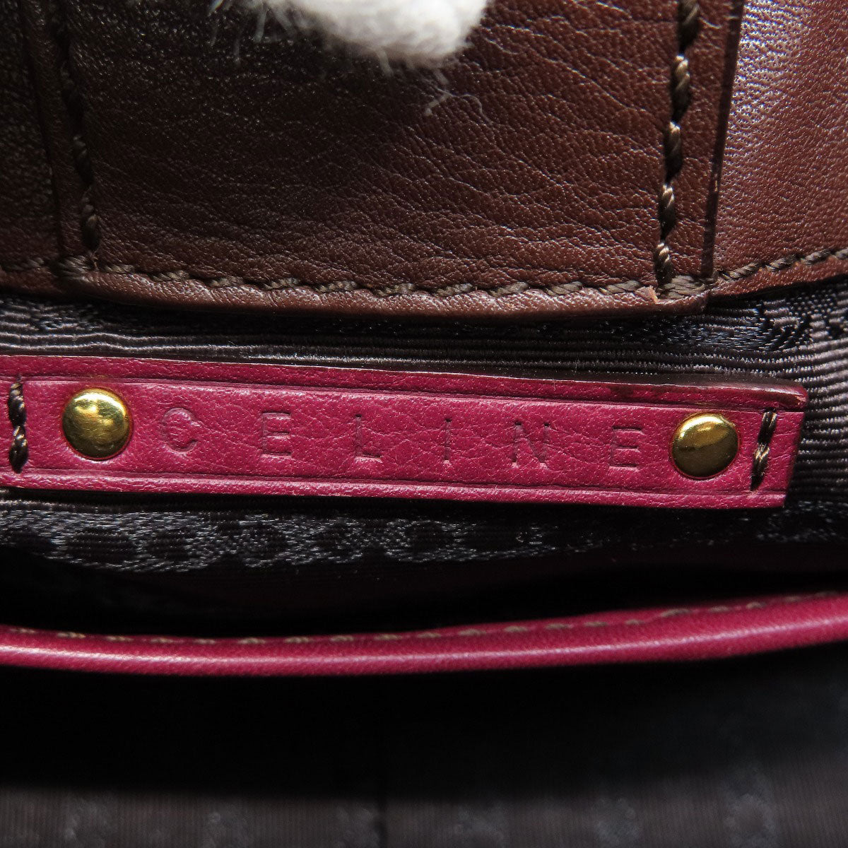 CELINE Handbag Tweed, Leather Red logoMetal Tweed Women Used Authentic