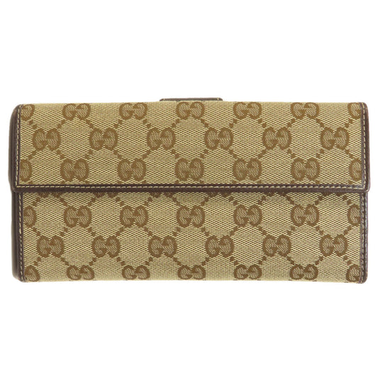 GUCCI Long Wallet Purse 212089 canvas Brown GG Women Used Authentic