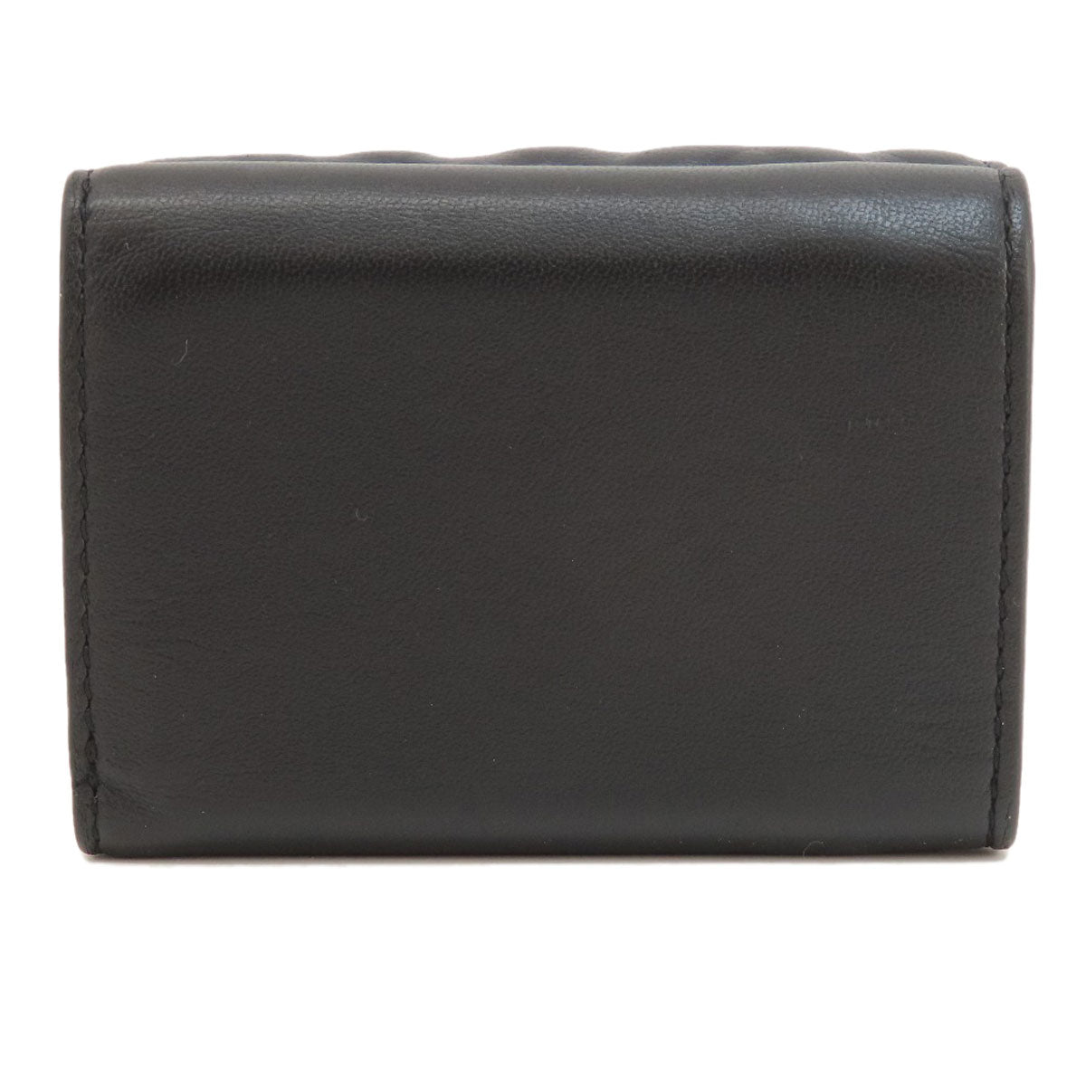 FENDI Bifold Wallet leather black Embossed logo Women Used Authentic