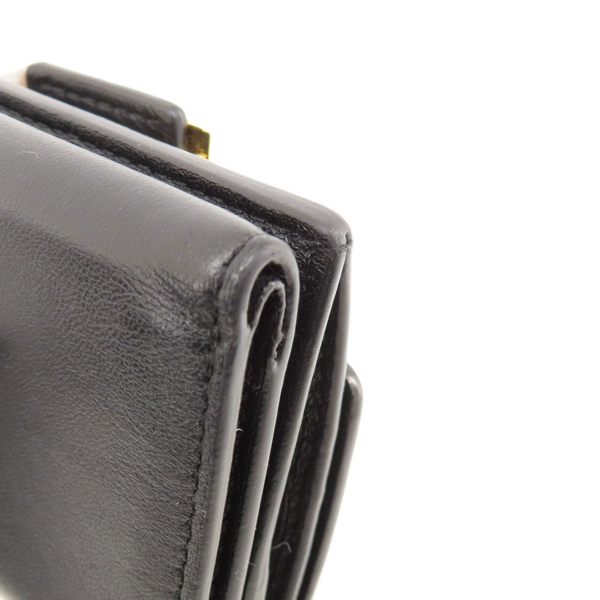 FENDI Bifold Wallet leather black Embossed logo Women Used Authentic