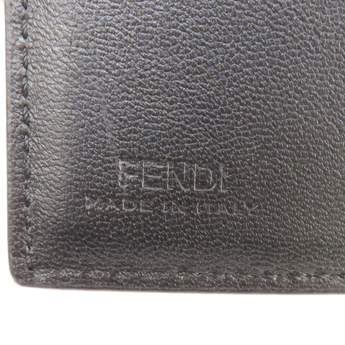 FENDI Bifold Wallet leather black Embossed logo Women Used Authentic