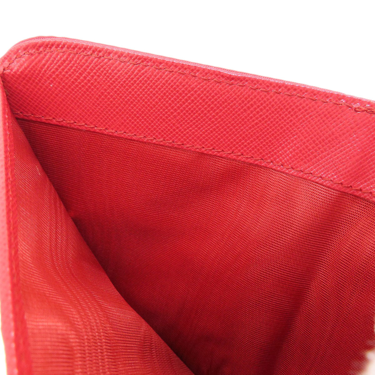 PRADA Bifold Wallet 1M0522 silk Red logoMetal Women Used Authentic