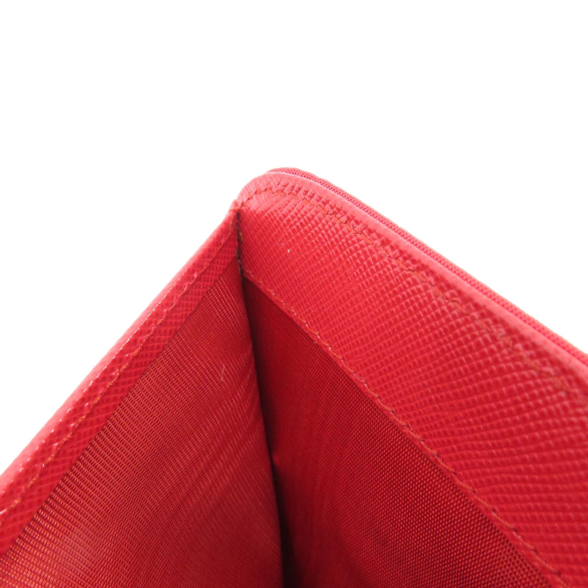 PRADA Bifold Wallet 1M0522 silk Red logoMetal Women Used Authentic