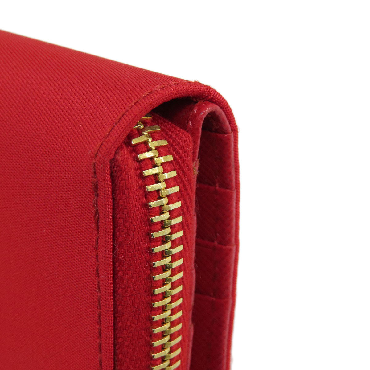PRADA Bifold Wallet 1M0522 silk Red logoMetal Women Used Authentic