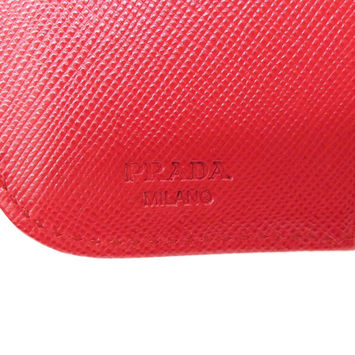 PRADA Bifold Wallet 1M0522 silk Red logoMetal Women Used Authentic