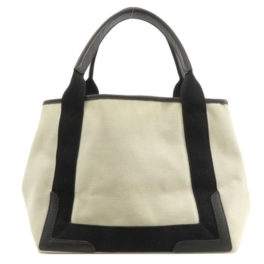 BALENCIAGA Tote Bag 339933 canvas white Navy kabas S Women Used Authentic