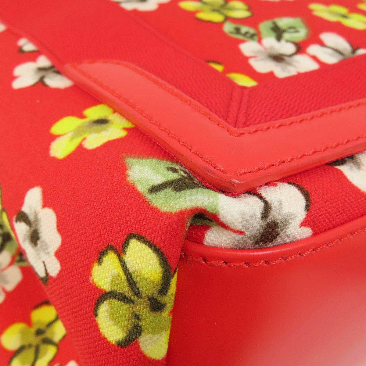 BALENCIAGA Handbag 329933 canvas Red Navy Cabas Flower Motif Women Used Authentic