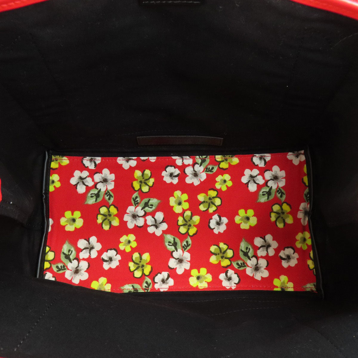 BALENCIAGA Handbag 329933 canvas Red Navy Cabas Flower Motif Women Used Authentic