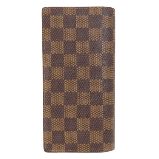LOUIS VUITTON Long Wallet Purse N60017 Damier canvas Brown Portefeuille�EBrazza Former mens Used Authentic