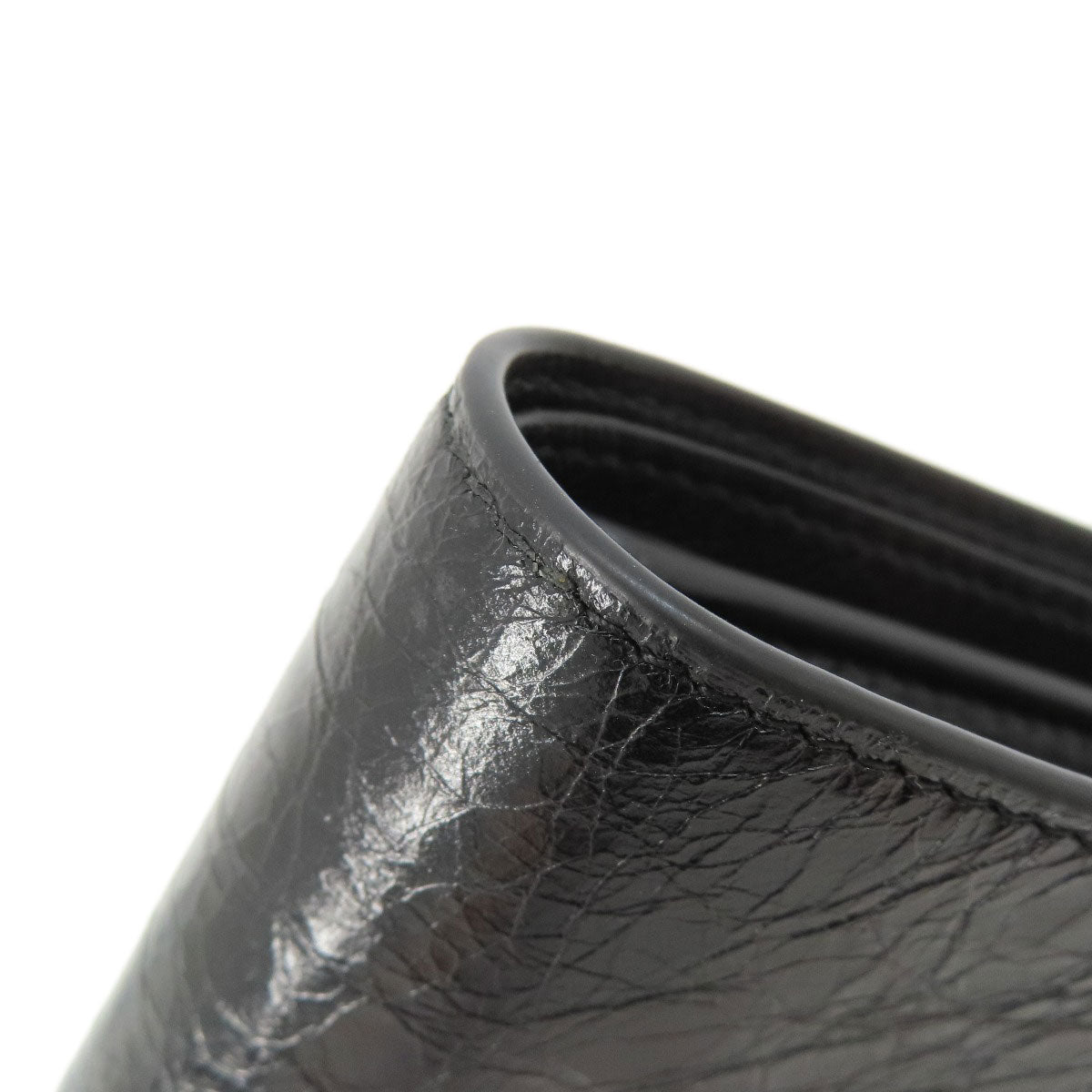 BALENCIAGA Bifold Wallet 779971 leather black BB mens Used Authentic