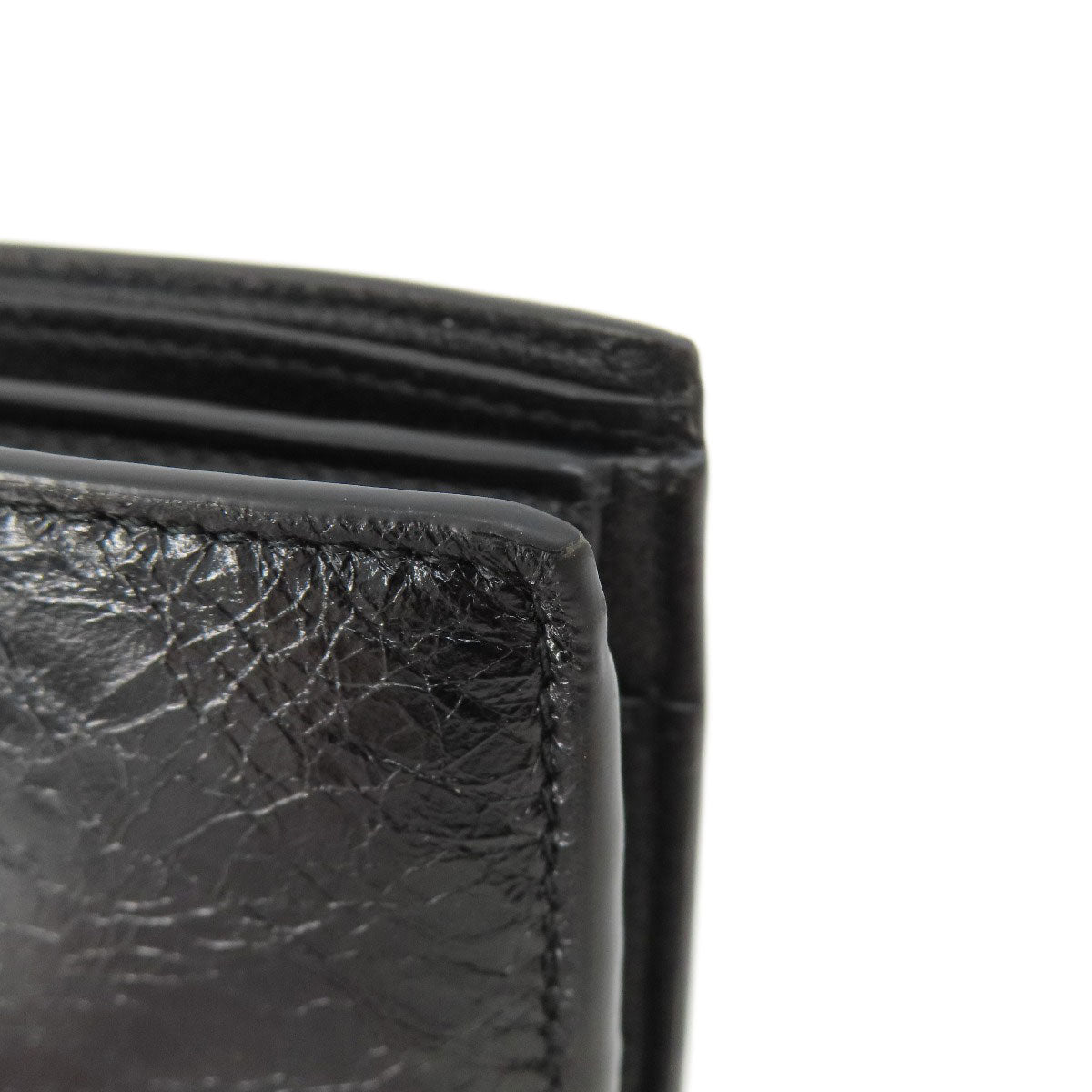 BALENCIAGA Bifold Wallet 779971 leather black BB mens Used Authentic