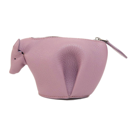 LOEWE Coin case leather purple Cow motif Women Used Authentic
