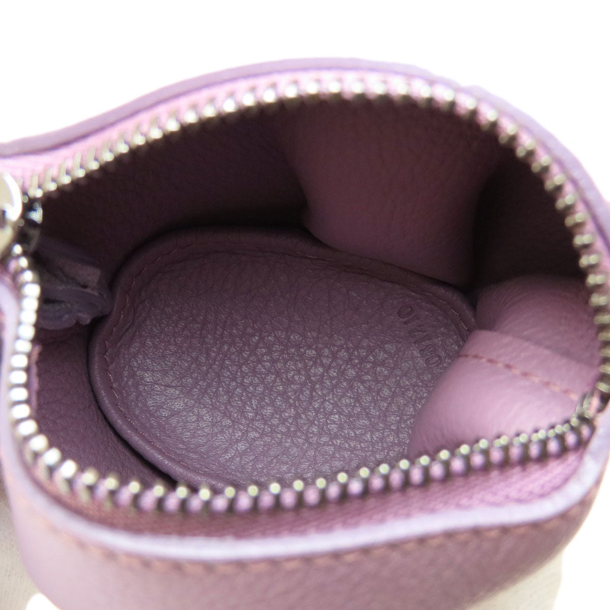 LOEWE Coin case leather purple Cow motif Women Used Authentic