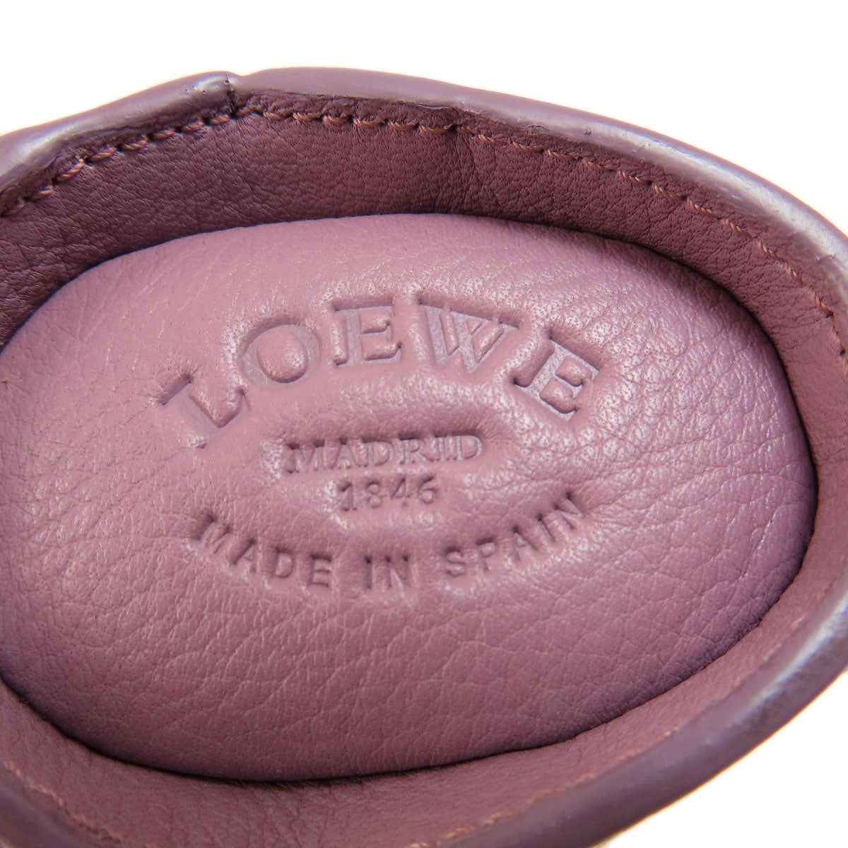 LOEWE Coin case leather purple Cow motif Women Used Authentic