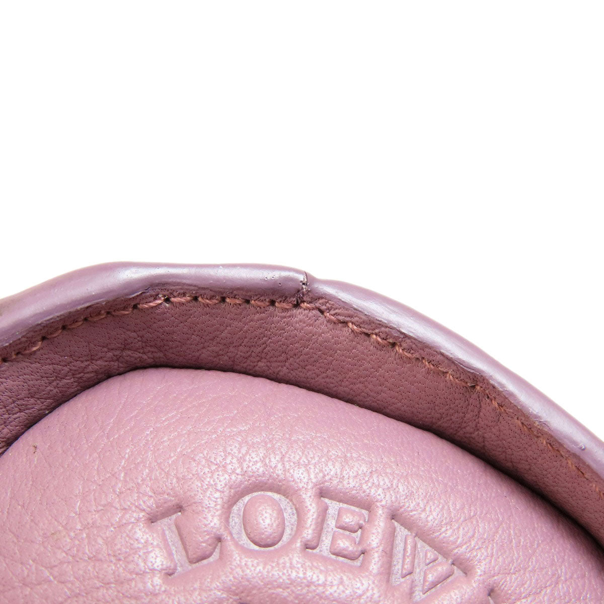 LOEWE Coin case leather purple Cow motif Women Used Authentic