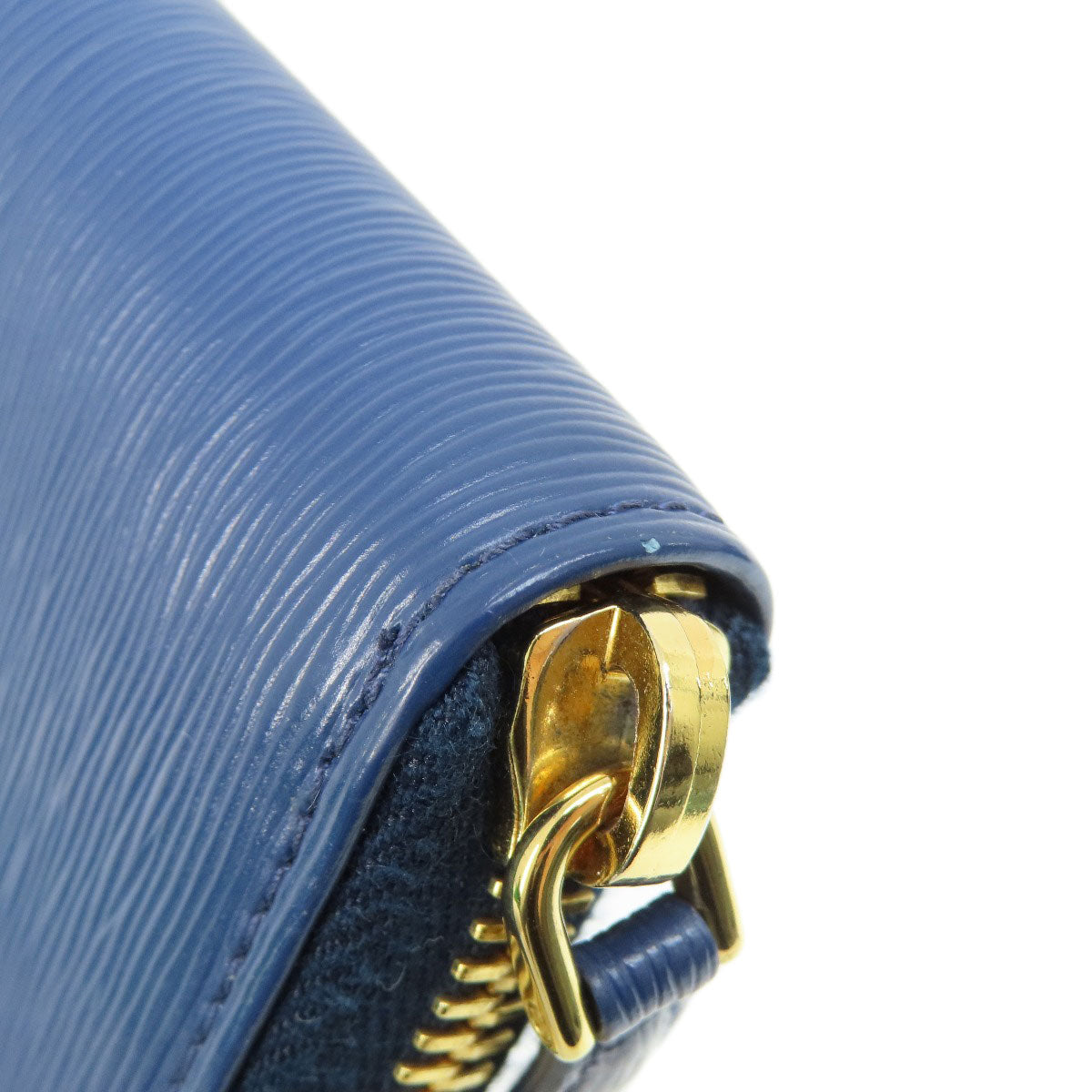 PRADA Coin case leather blue Saffiano logoMetal Women Used Authentic