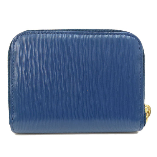 PRADA Coin case leather blue Saffiano logoMetal Women Used Authentic