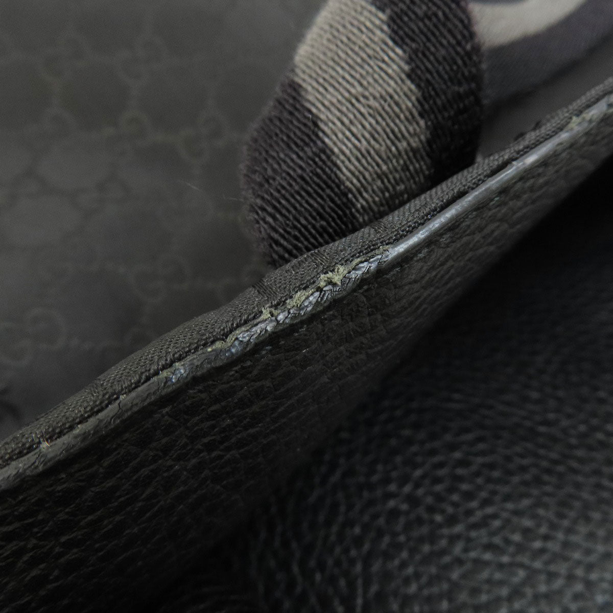 GUCCI Tote Bag 449177 Nylon black GG outlet Women Used Authentic