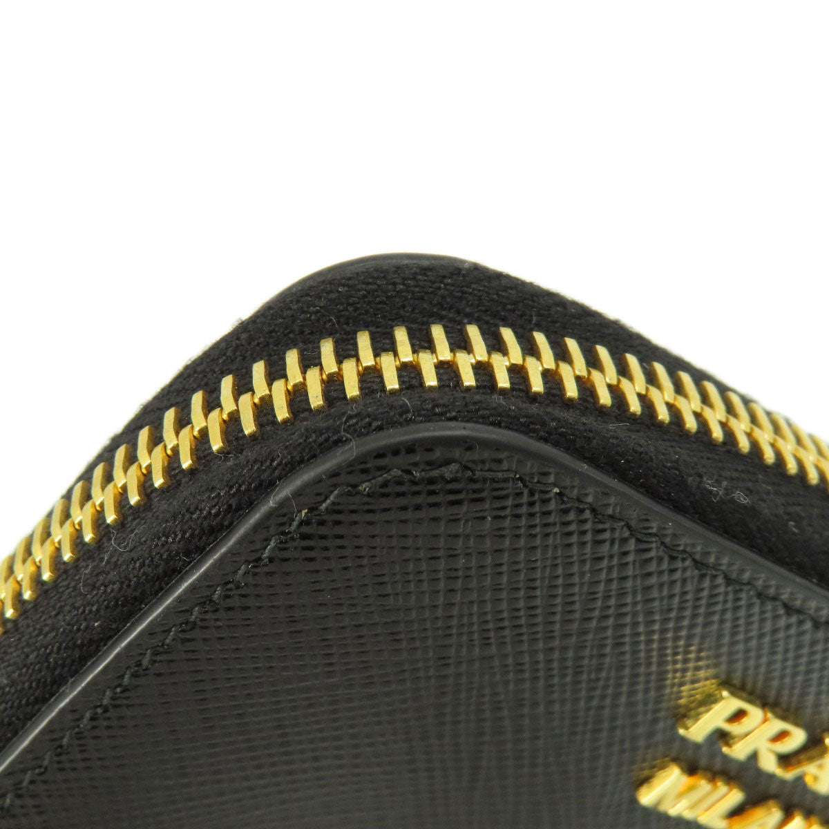 PRADA Coin case leather black Saffiano logoMetal Women(Unisex) Used Authentic