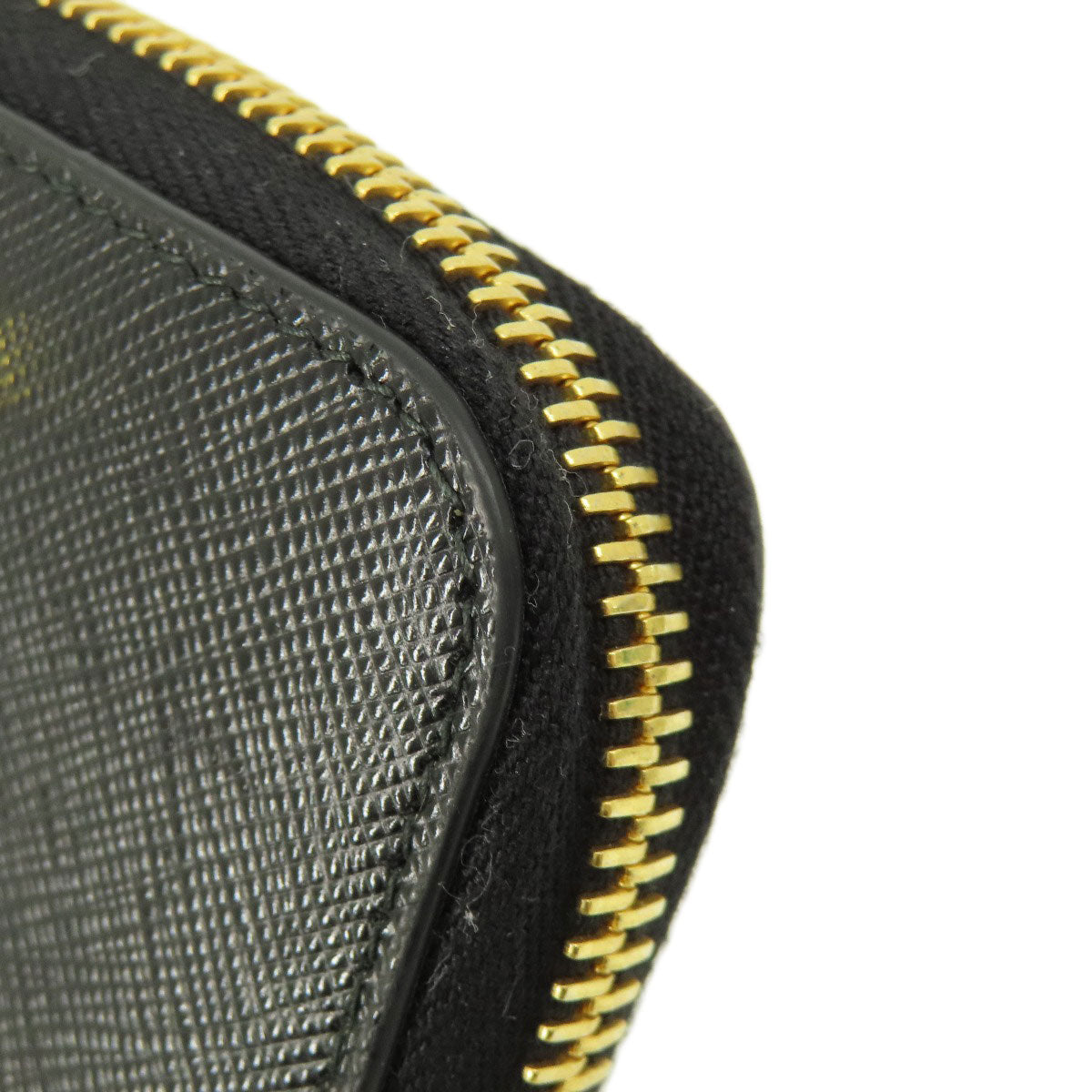 PRADA Coin case leather black Saffiano logoMetal Women(Unisex) Used Authentic