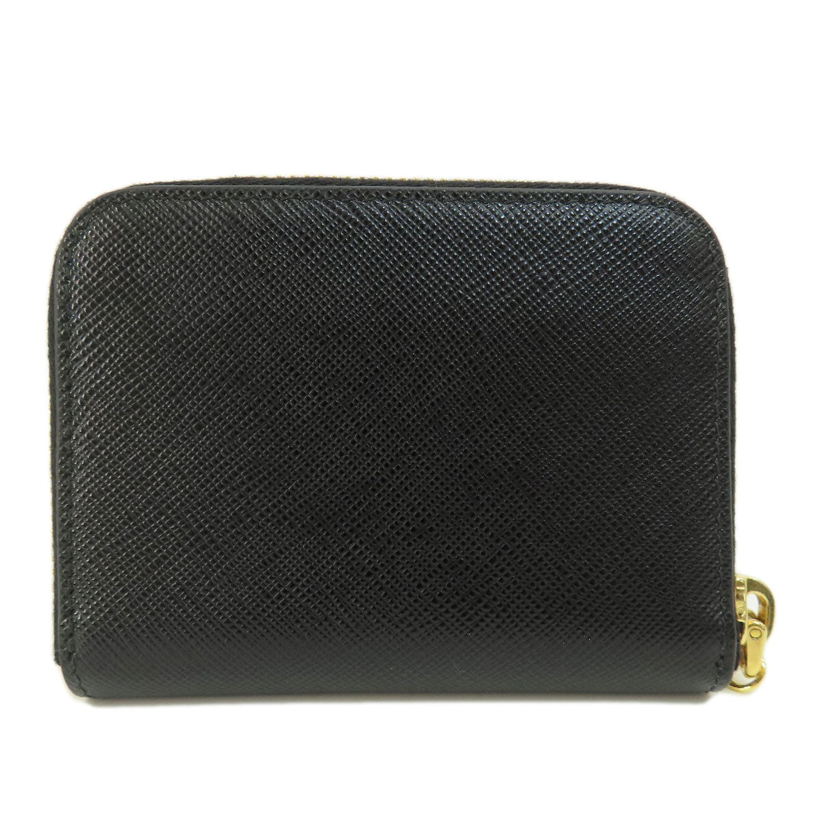 PRADA Coin case leather black Saffiano logoMetal Women(Unisex) Used Authentic