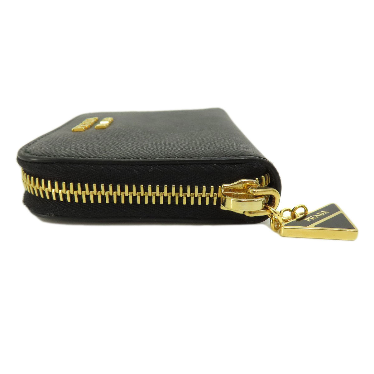 PRADA Coin case leather black Saffiano logoMetal Women(Unisex) Used Authentic