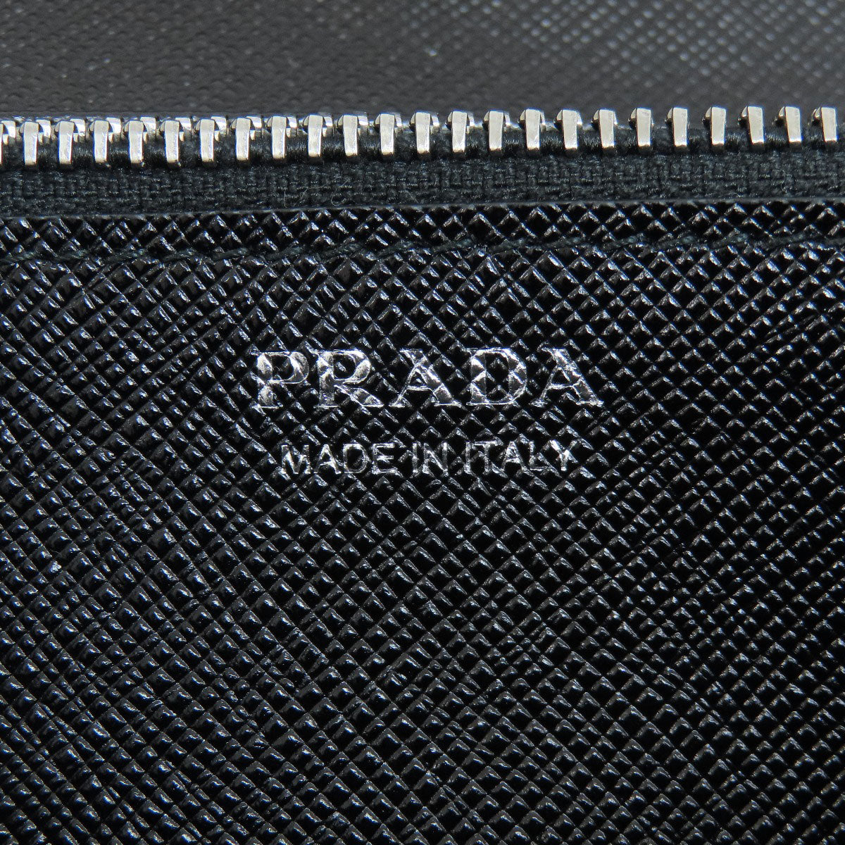 PRADA Long Wallet Purse 1MH132 leather black Saffiano pin badge Women Used Authentic