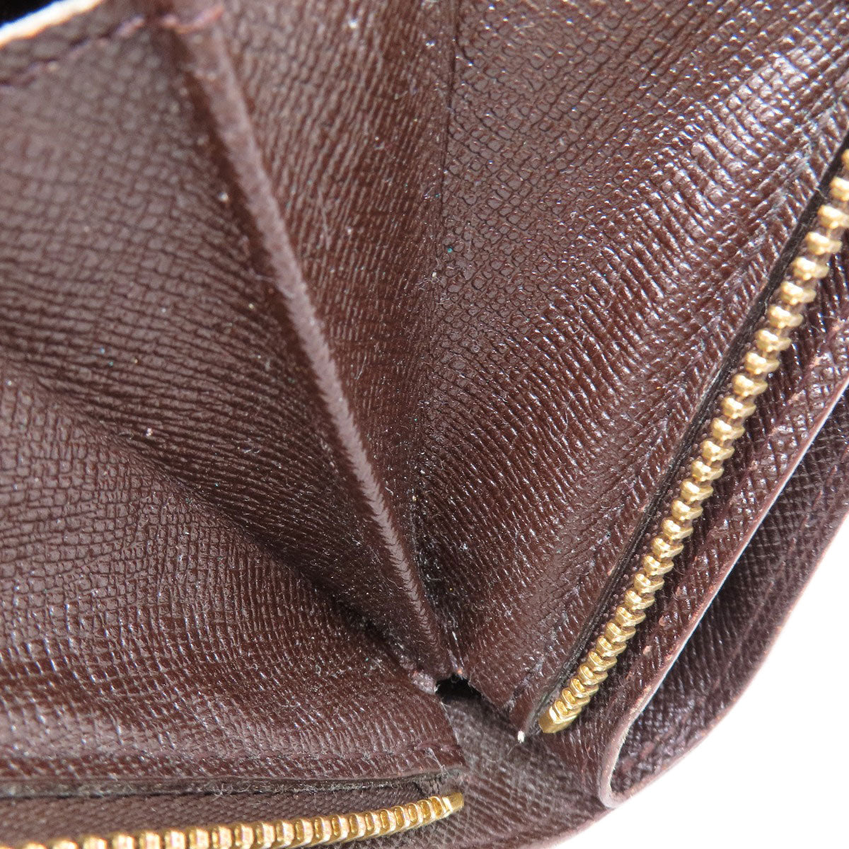 LOUIS VUITTON Bifold Wallet M61668 Damier canvas Brown Compact Zip Damier Ebene Women Used Authentic