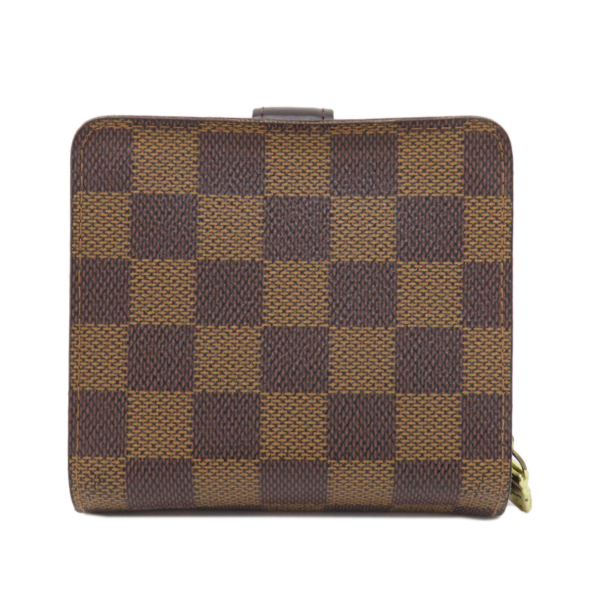 LOUIS VUITTON Bifold Wallet M61668 Damier canvas Brown Compact Zip Damier Ebene Women Used Authentic