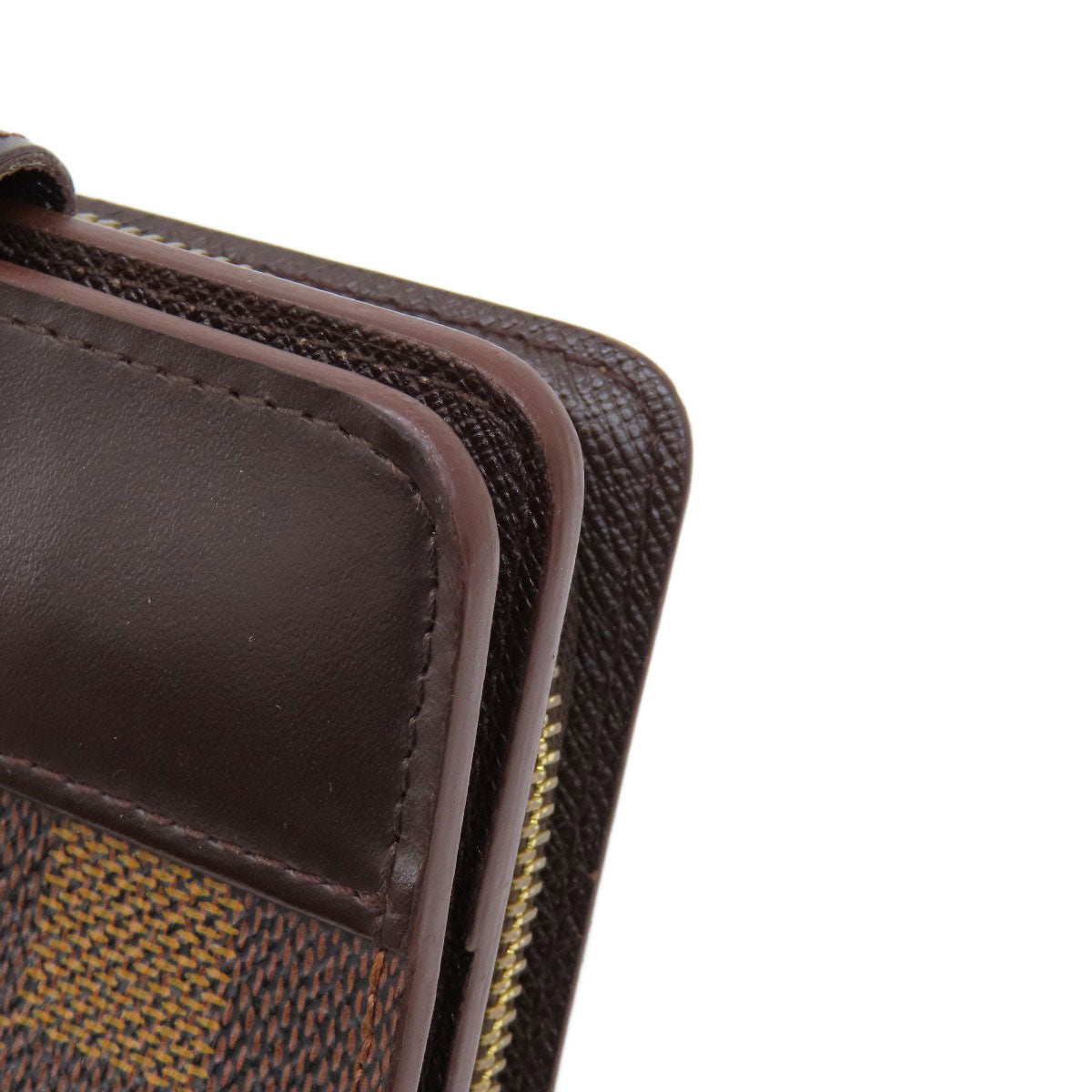 LOUIS VUITTON Bifold Wallet M61668 Damier canvas Brown Compact Zip Damier Ebene Women Used Authentic