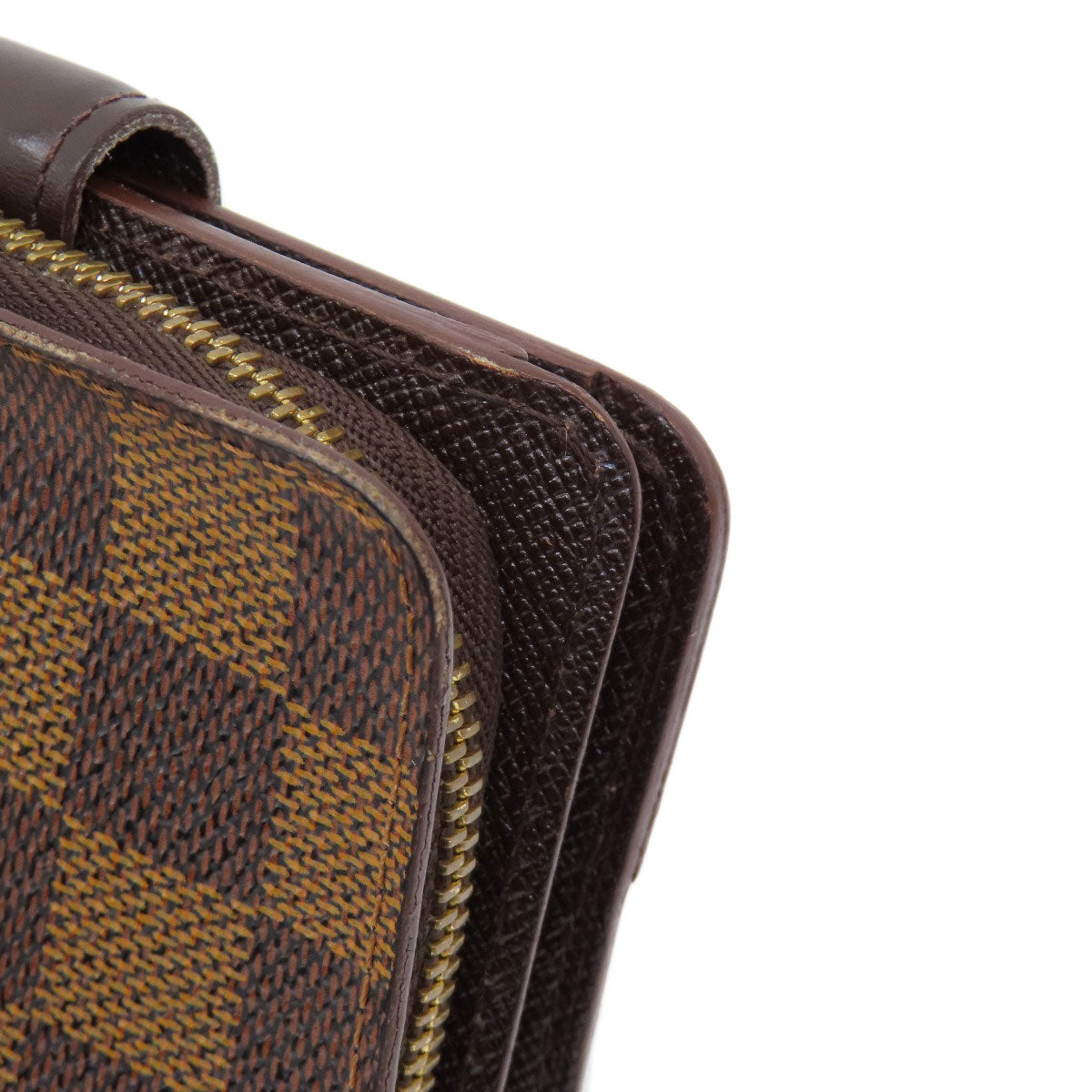 LOUIS VUITTON Bifold Wallet M61668 Damier canvas Brown Compact Zip Damier Ebene Women Used Authentic