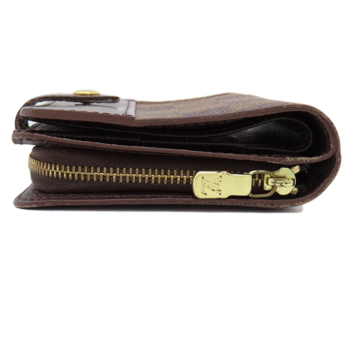 LOUIS VUITTON Bifold Wallet M61668 Damier canvas Brown Compact Zip Damier Ebene Women Used Authentic