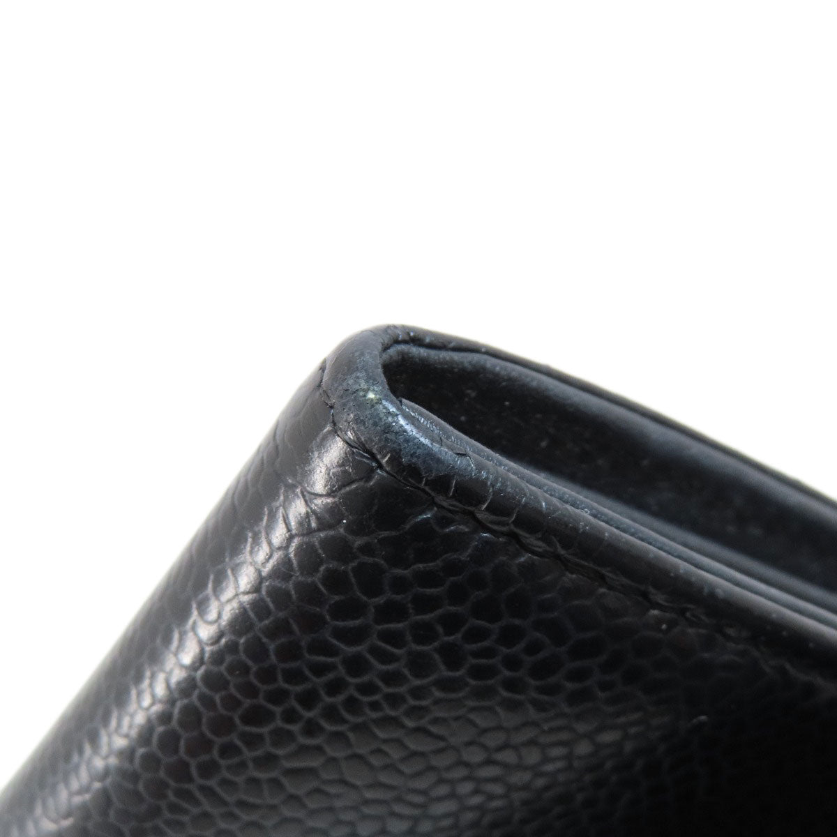 CHANEL Long Wallet Purse Grained Calfskin Skin black COCO Mark SilverMetal