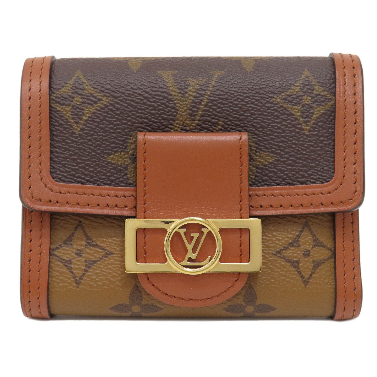 LOUIS VUITTON Bifold Wallet M68725 Monogram reverse Brown Portefeuille Daufine Compact