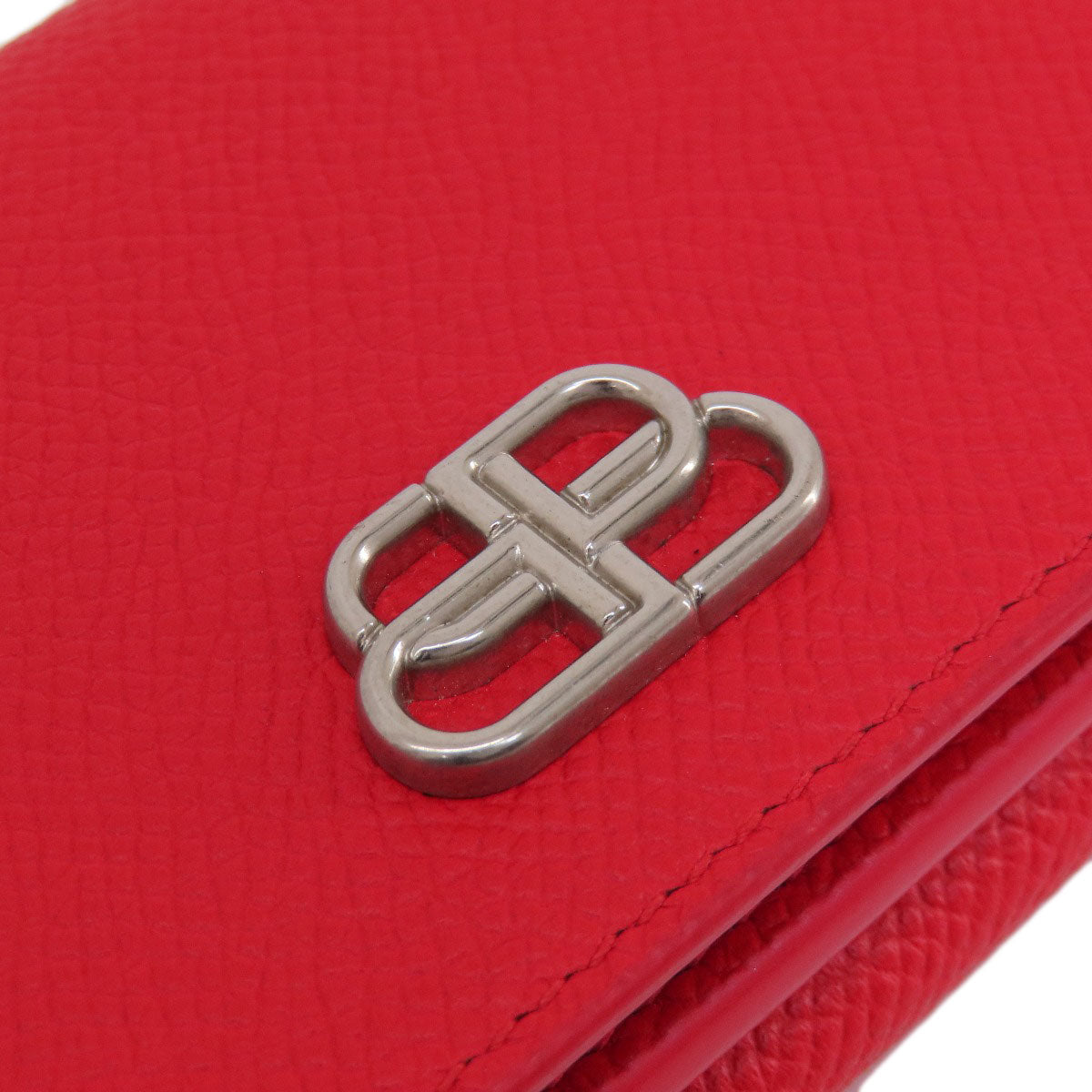 BALENCIAGA Bifold Wallet 601387 leather Red BB logo compact wallet Women Used Authentic