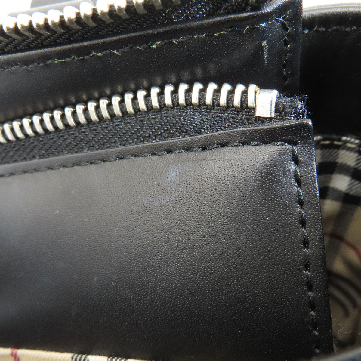 BURBERRY Handbag leather black logoMetal Women Used Authentic