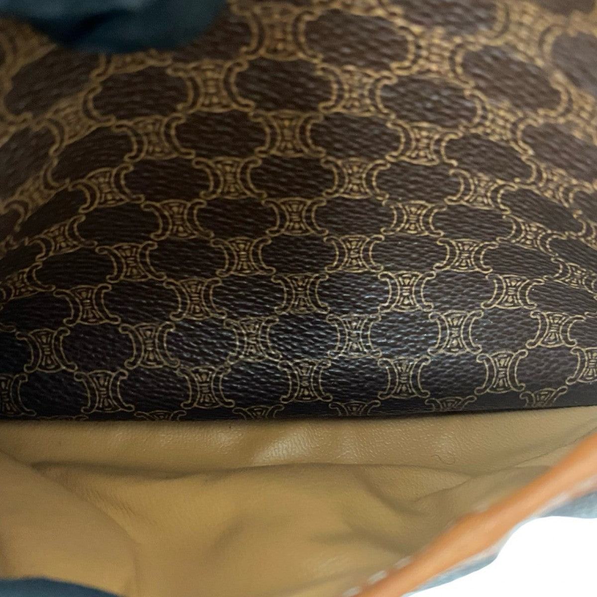 CELINE Shoulder Bag Leather, PVC Brown Macadam Blason Triomphe Pattern Women Used Authentic