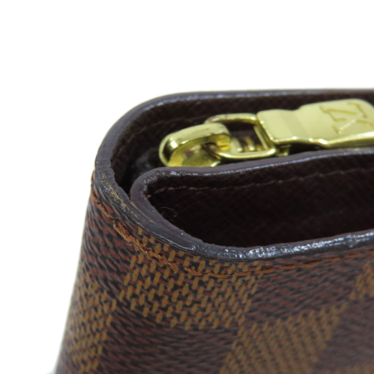 LOUIS VUITTON Bifold Wallet M61668 Damier canvas Brown Compact zip