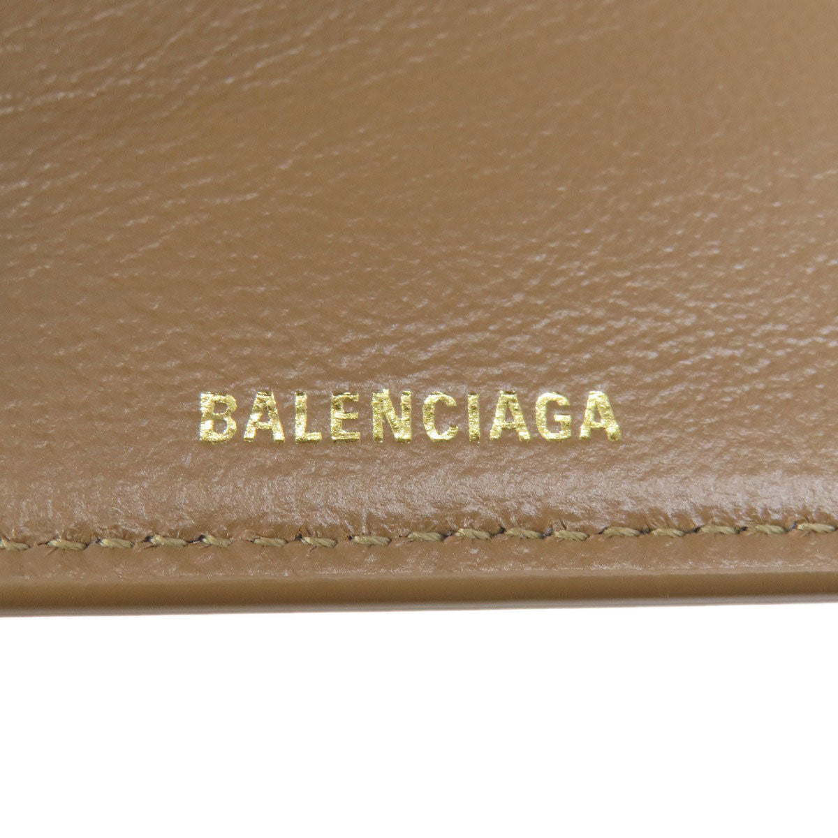 BALENCIAGA Bifold Wallet 594312 leather Brown Tri-fold Wallet BB pattern mens(Unisex) Used Authentic