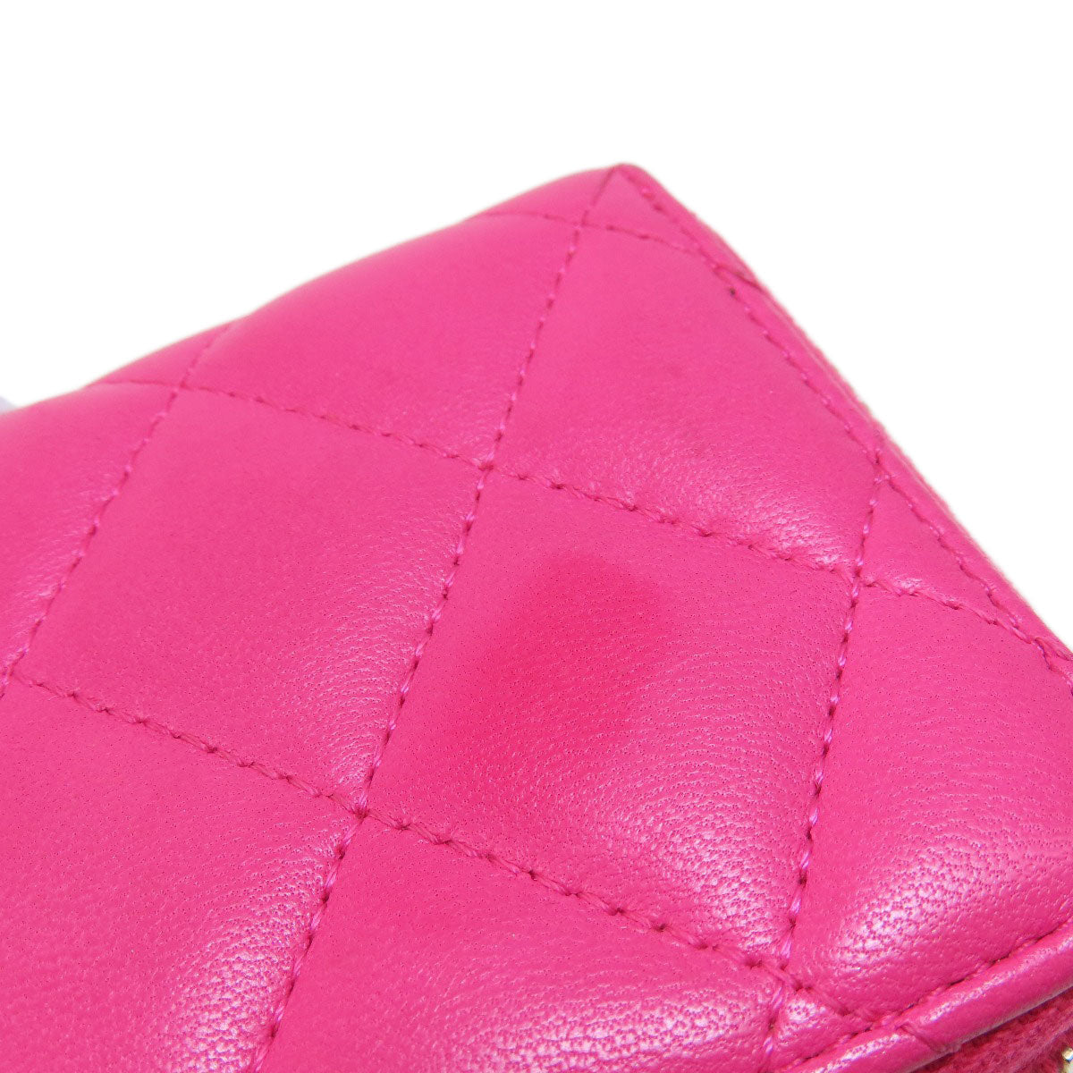 CHANEL Coin case lambskin pink Matrasse Women Used Authentic