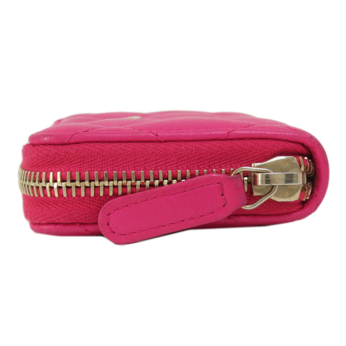 CHANEL Coin case lambskin pink Matrasse Women Used Authentic