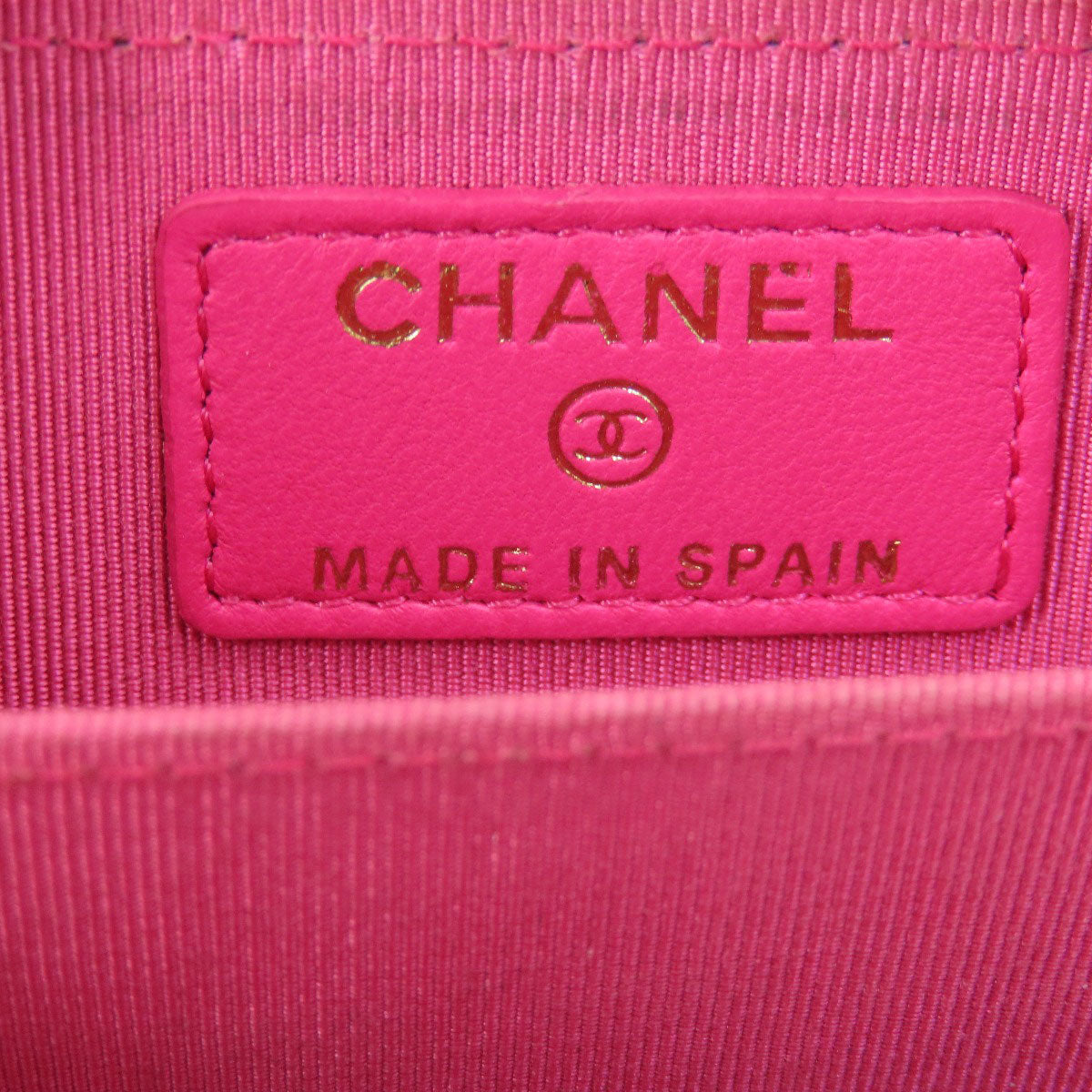 CHANEL Coin case lambskin pink Matrasse Women Used Authentic