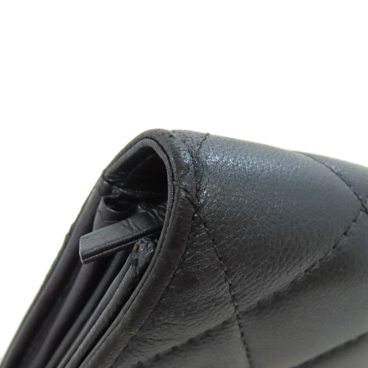 CHANEL Long Wallet Purse Soft Grained Calfskin gray COCO Mark Women Used Authentic