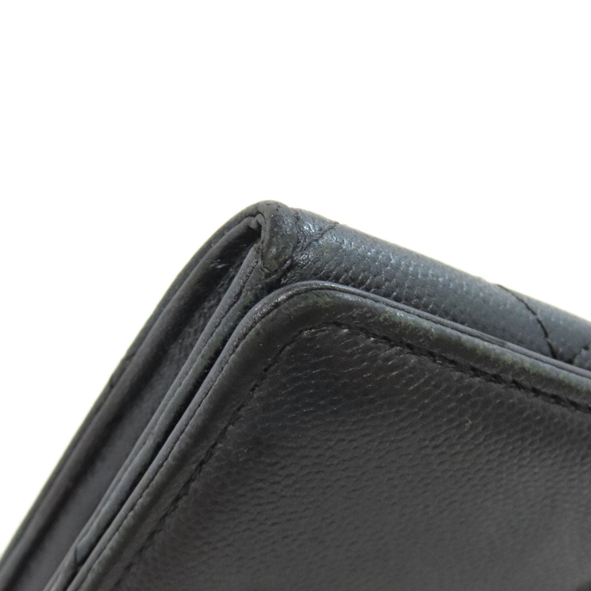 CHANEL Long Wallet Purse Soft Grained Calfskin gray COCO Mark Women Used Authentic