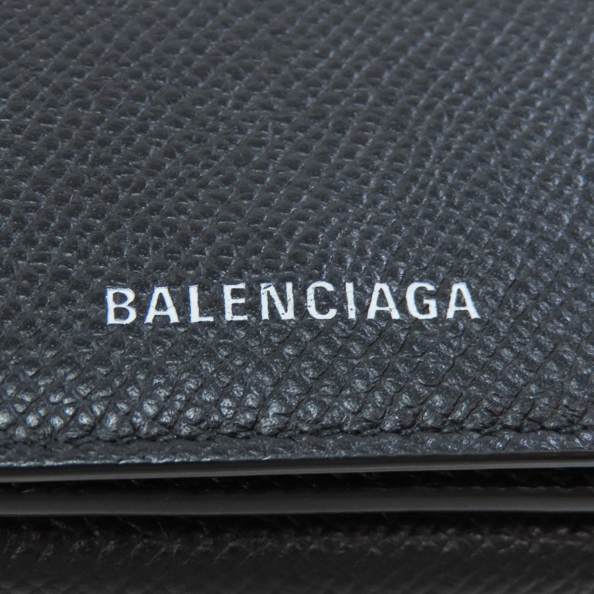 BALENCIAGA Bifold Wallet 558208 leather black logo Tri-fold Wallet mens Used Authentic
