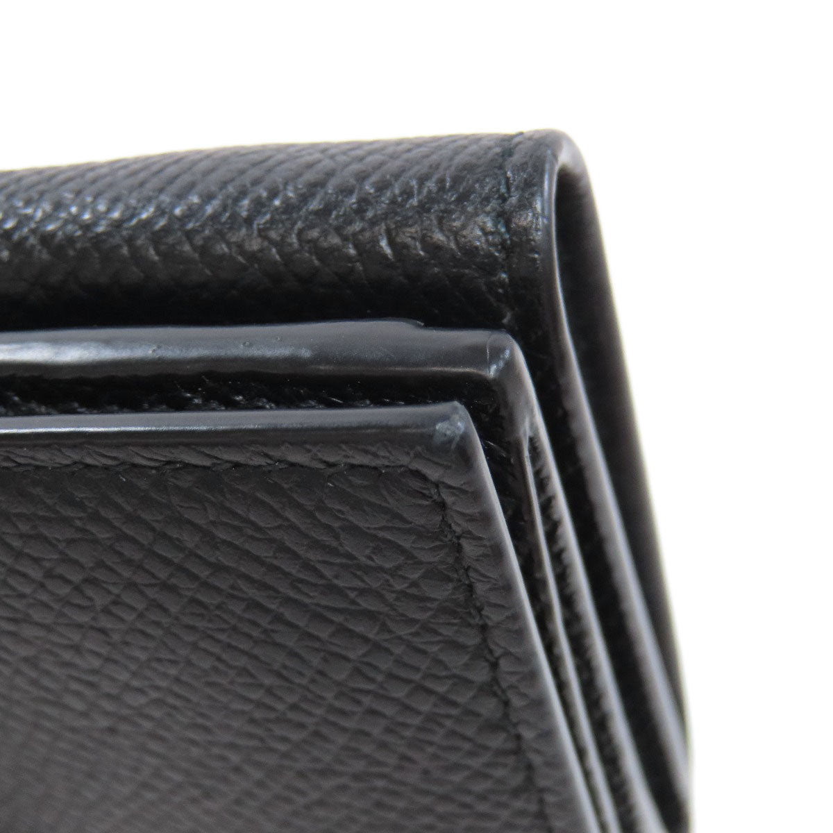 BALENCIAGA Bifold Wallet 558208 leather black logo Tri-fold Wallet mens Used Authentic