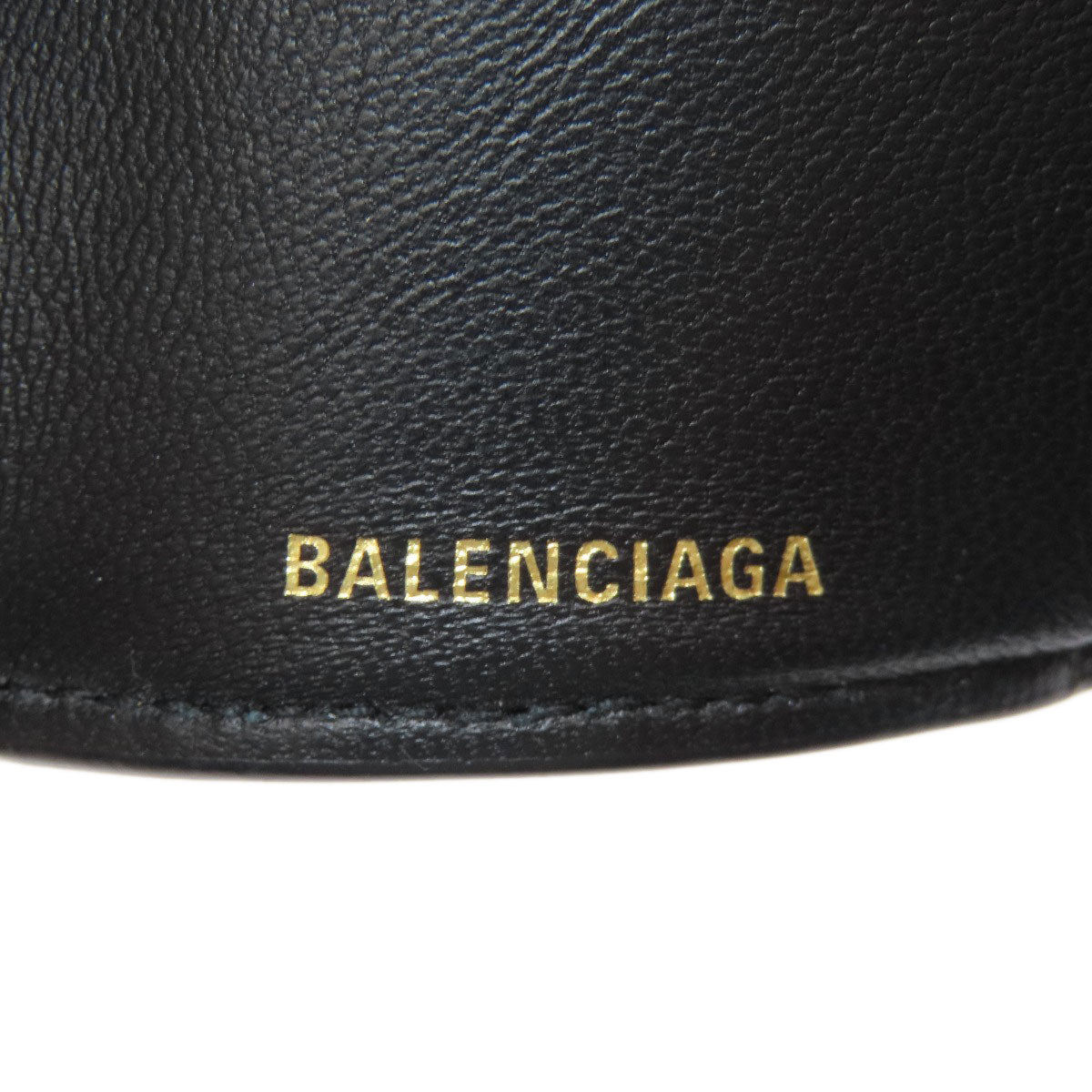 BALENCIAGA Bifold Wallet 558208 leather black logo Tri-fold Wallet mens Used Authentic