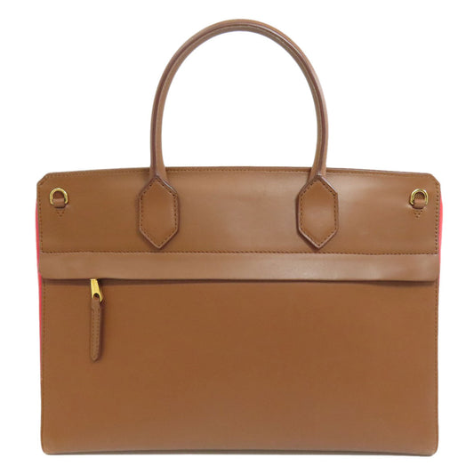 BURBERRY Handbag leather Brown 2WAY Women Used Authentic