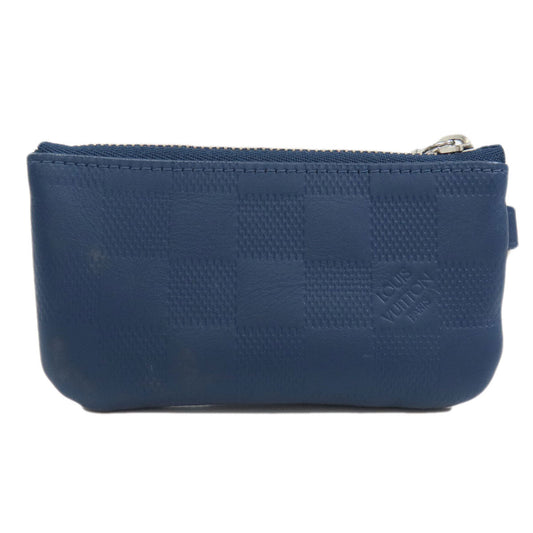 LOUIS VUITTON Coin case N40438 Damier Anfini Navy Pochette Kle Women Used Authentic