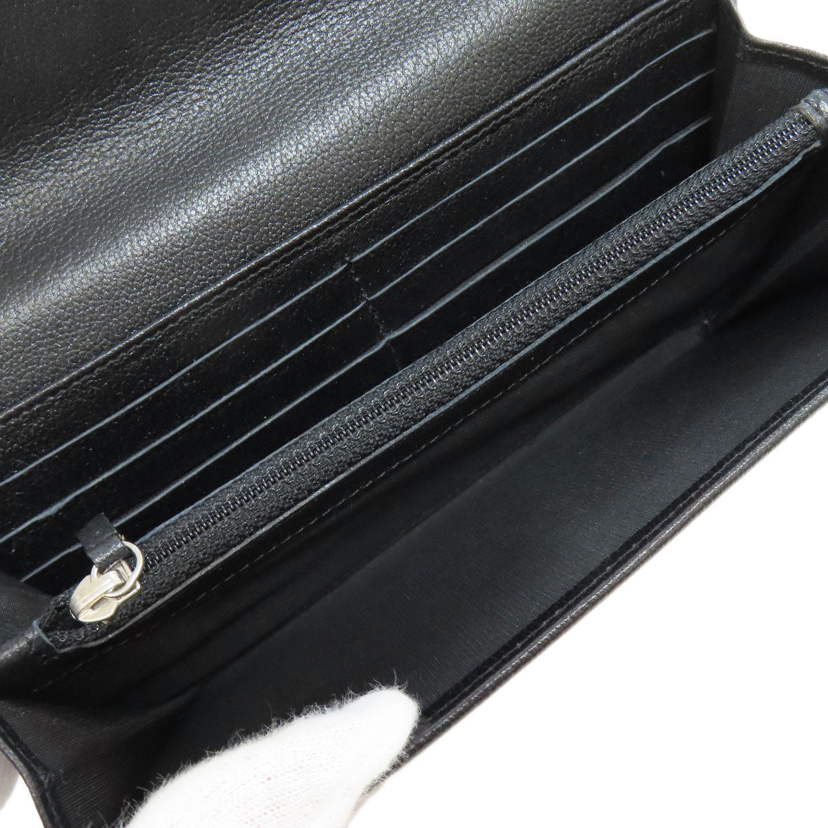 CHANEL Long Wallet Purse Calfskin black Camellia COCO Mark
